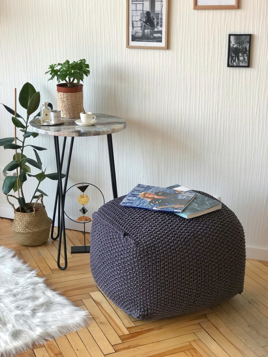 Housewarming Gift, Living Room Furniture, Square Footstool, Floor Pouf ...