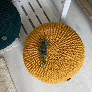 Crochet Pouf Ottoman, large ottoman, Modern nursery decor, Christmas gift, Living Room Pouf, Knitted ball pillow, New Home Gift image 6