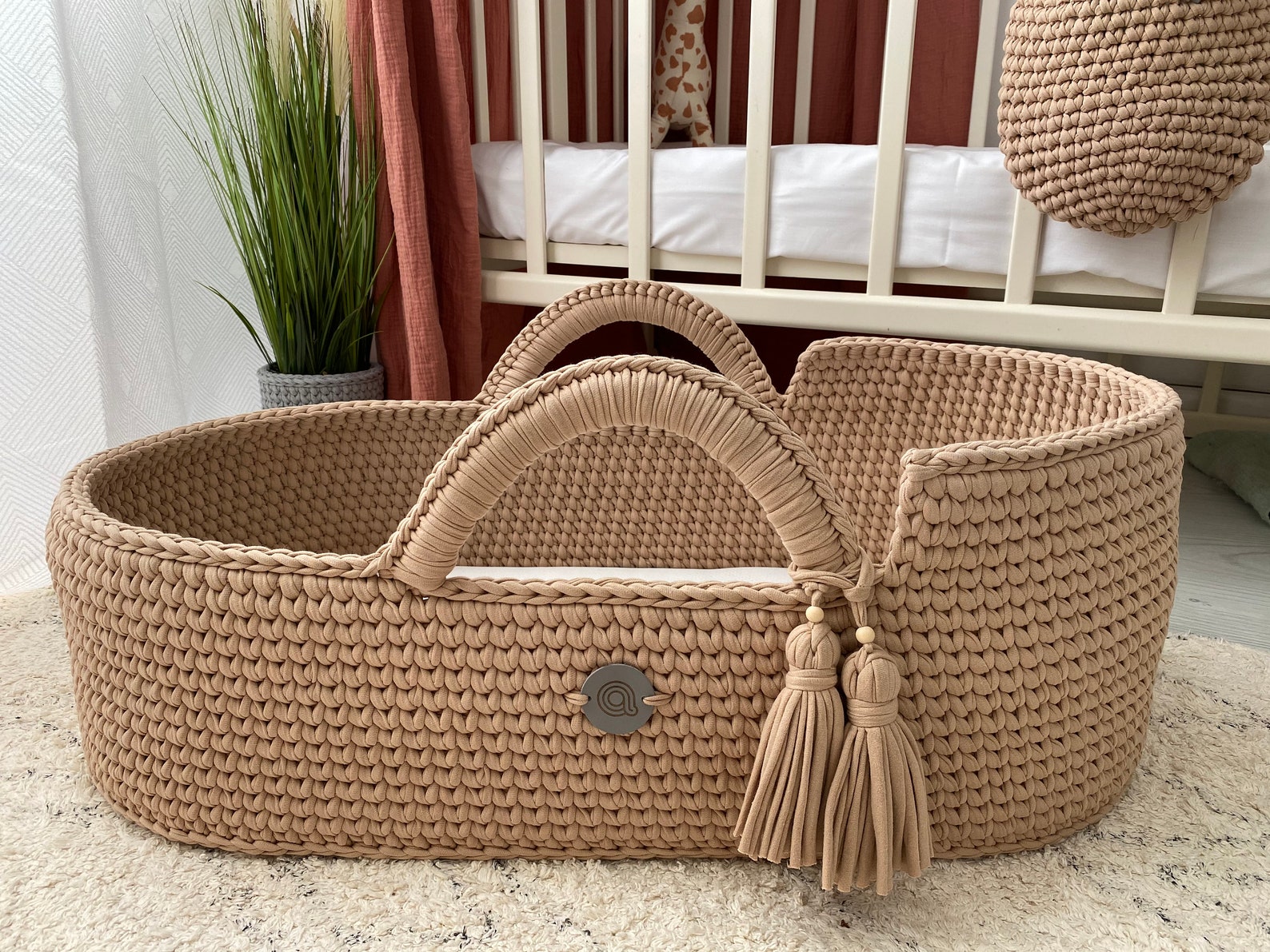 Baby moses basket with hood baby sleep basket crochet knit Etsy