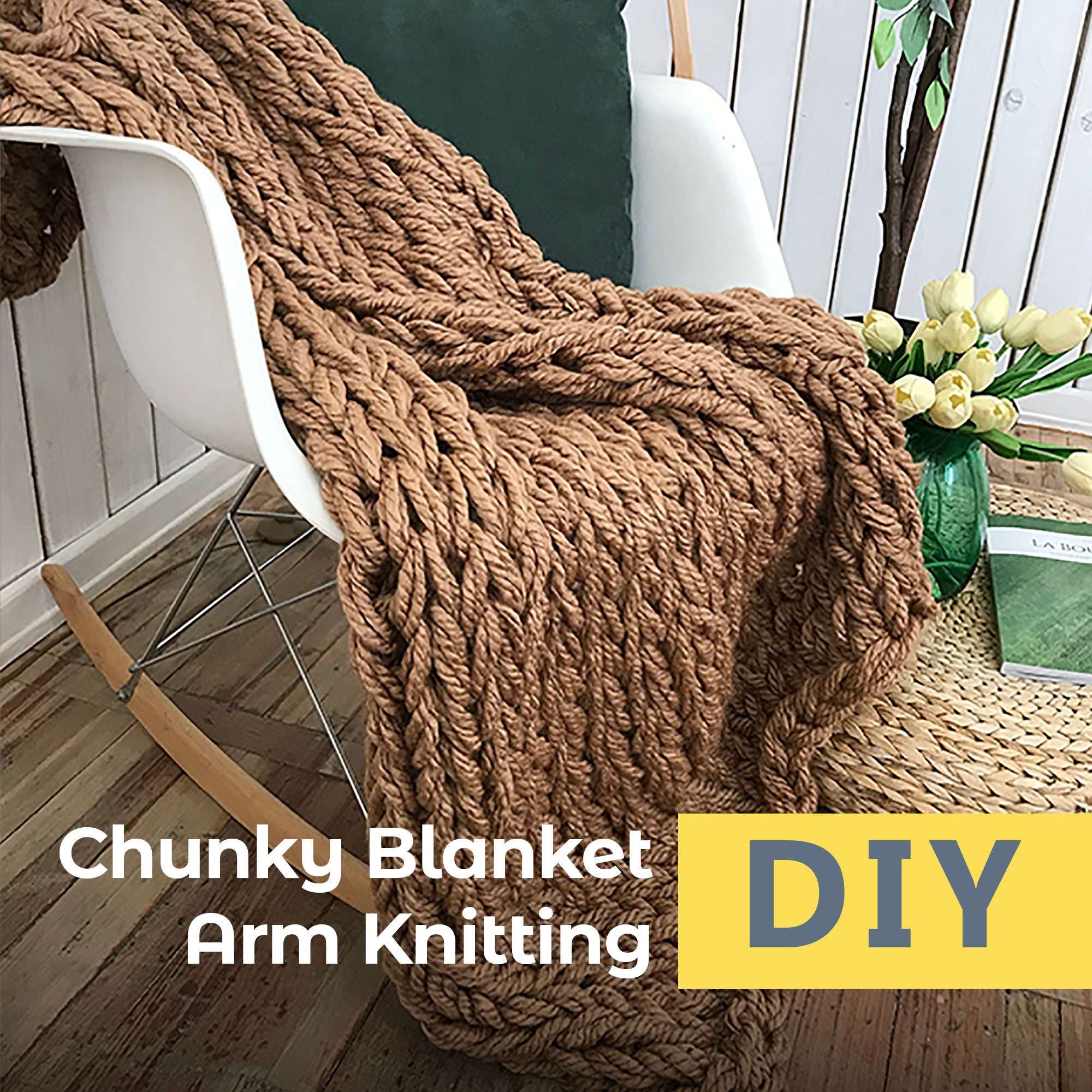 Chunky blanket DIY Jumbo Knitting Kit For beginners No Etsy