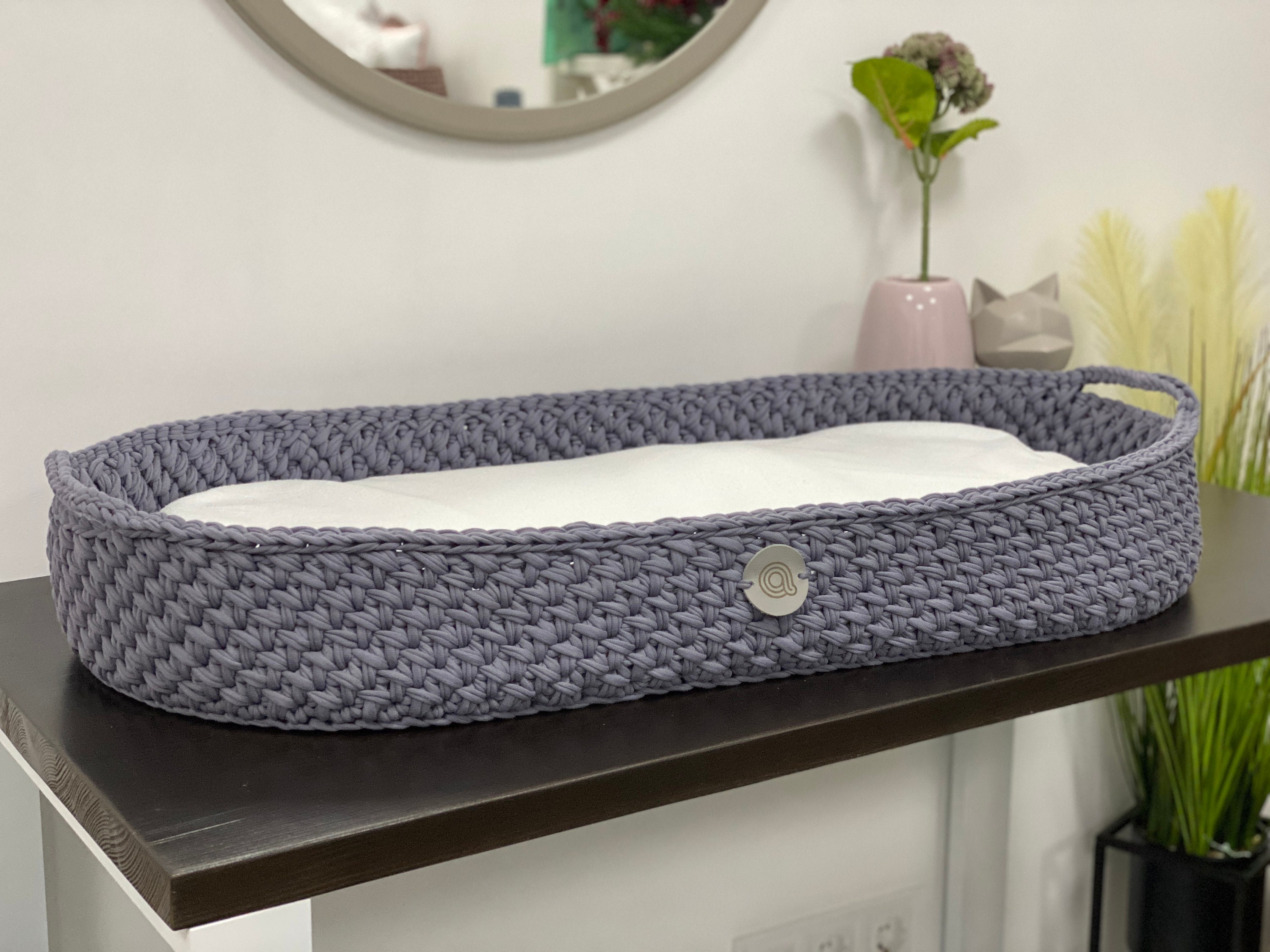 Grey changing basket with pad for newborn babies baby Etsy