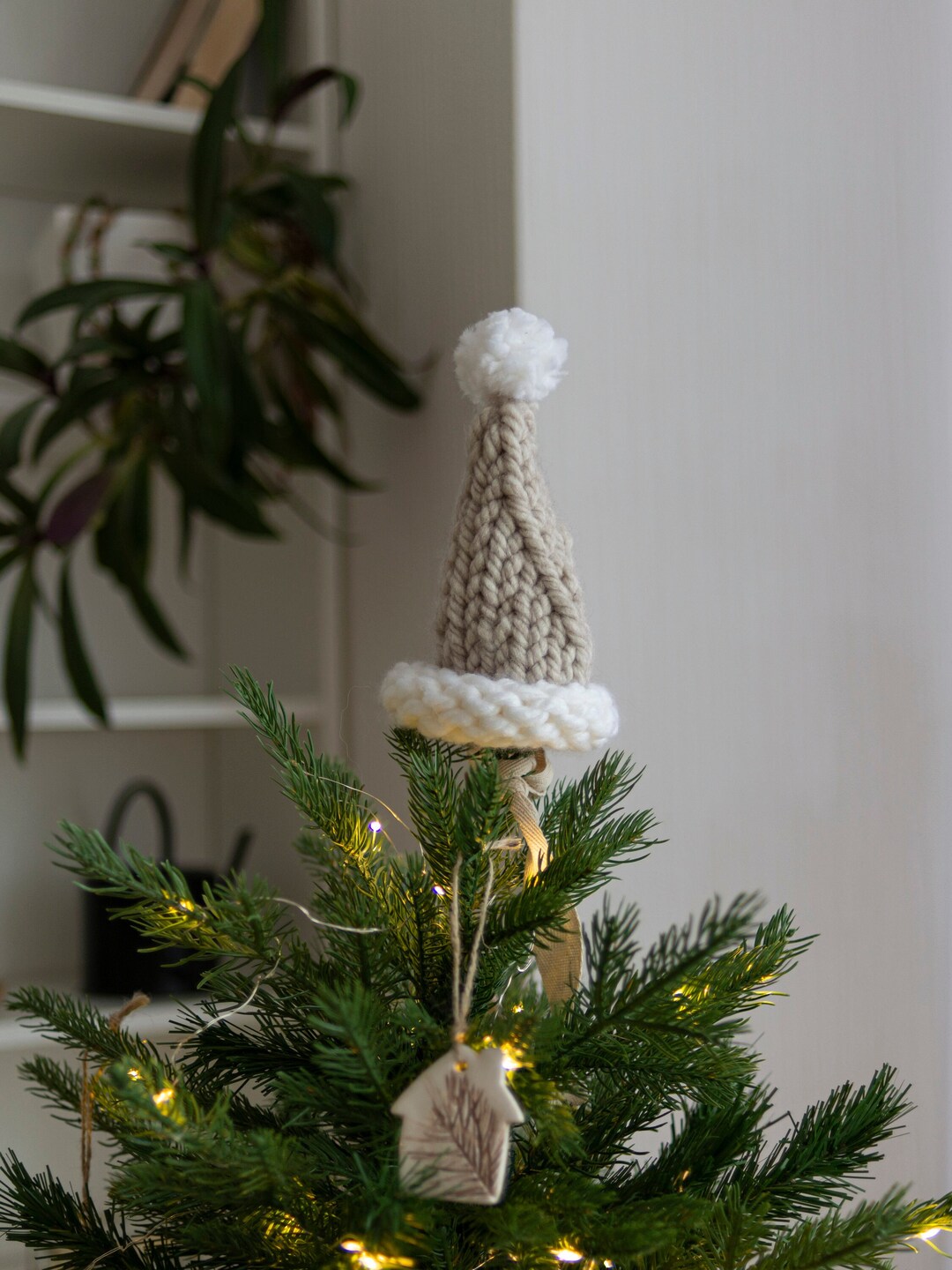 Christmas Tree Topper Santa Hat Champagne Tree Topper Beige Etsy