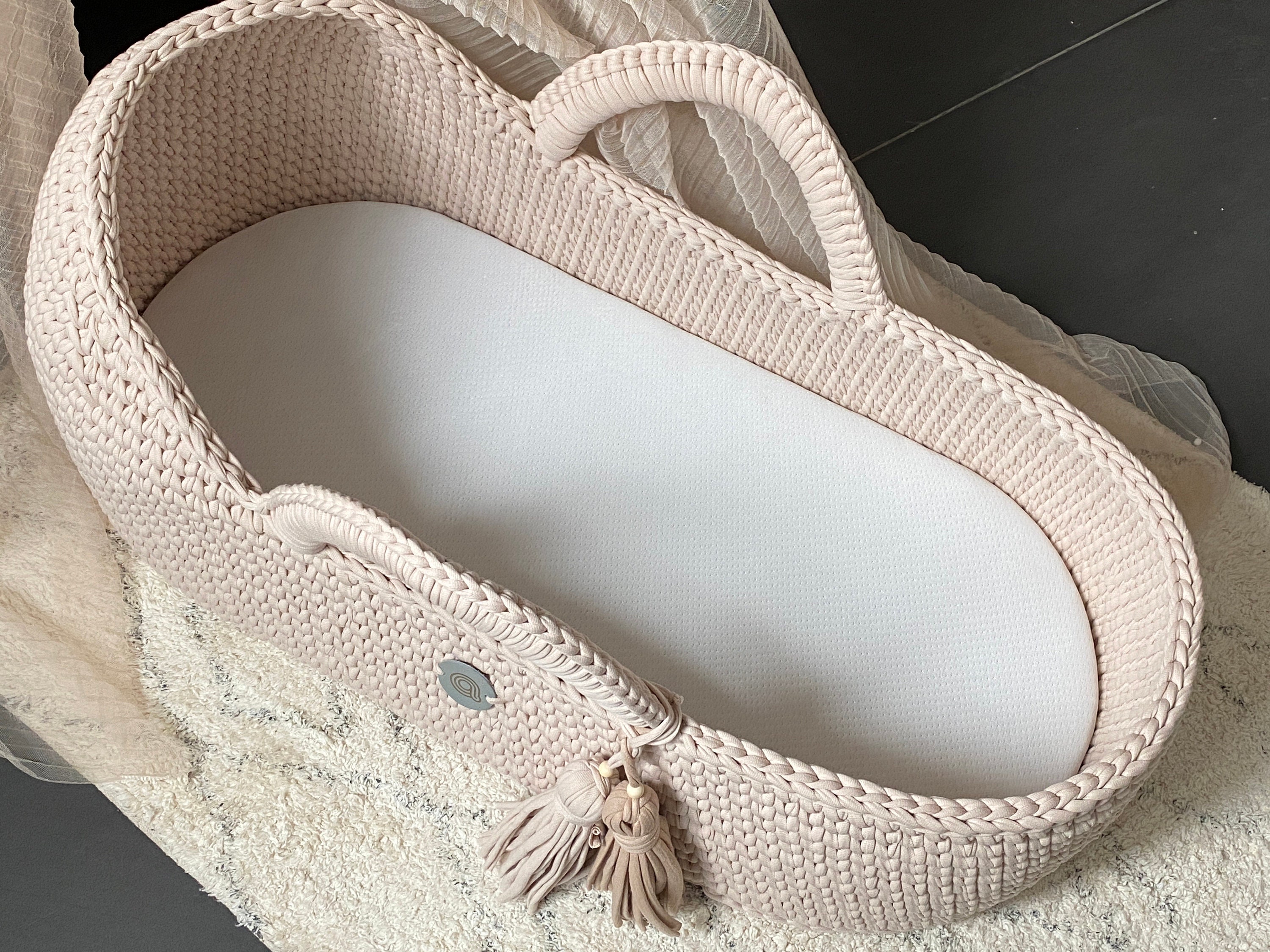 Ivory Hooded Moses Basket Baby Crib Furniture Baby Sleep Etsy