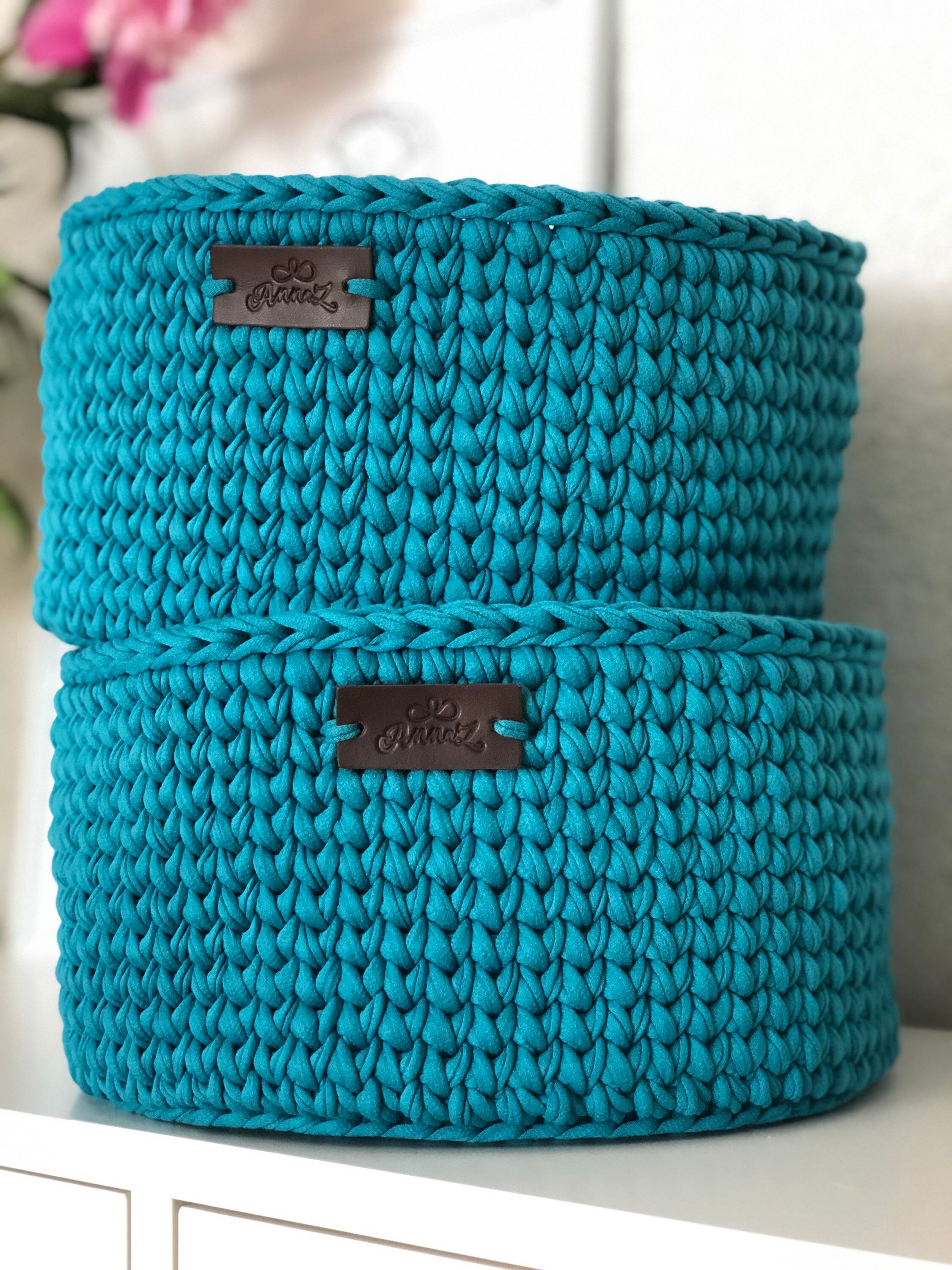 Round Blue Storage Basket for Saving Small Things Together and Etsy