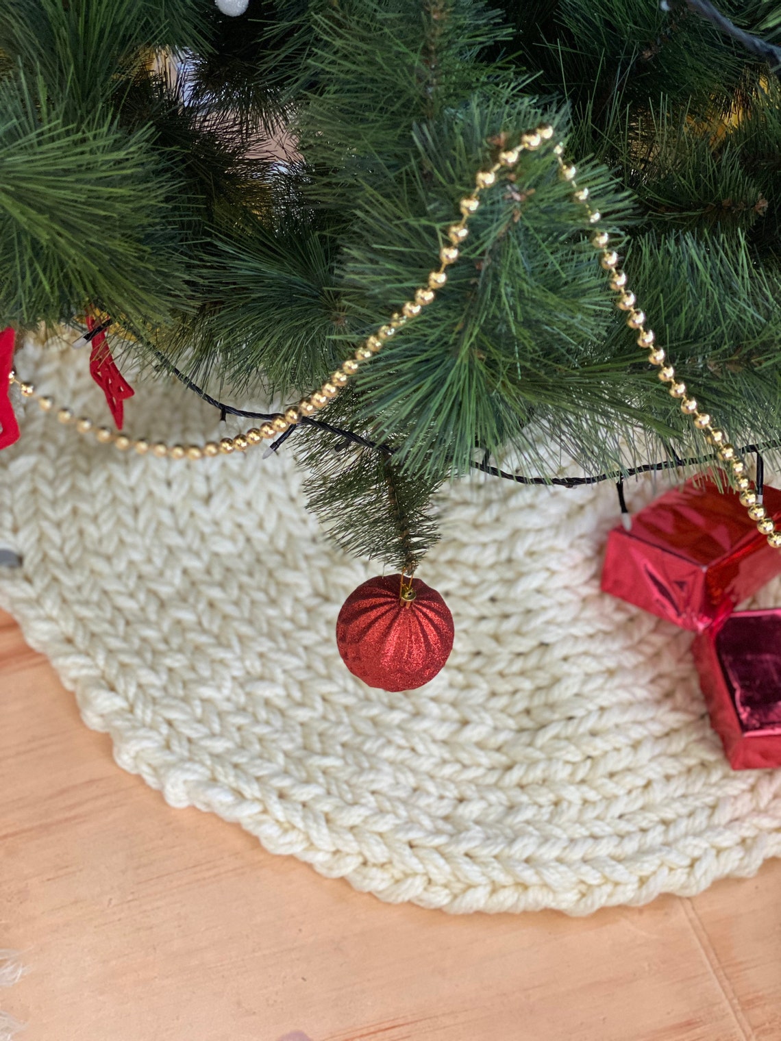 Chunky knit Christmas tree skirt Giant knit holiday tree Etsy
