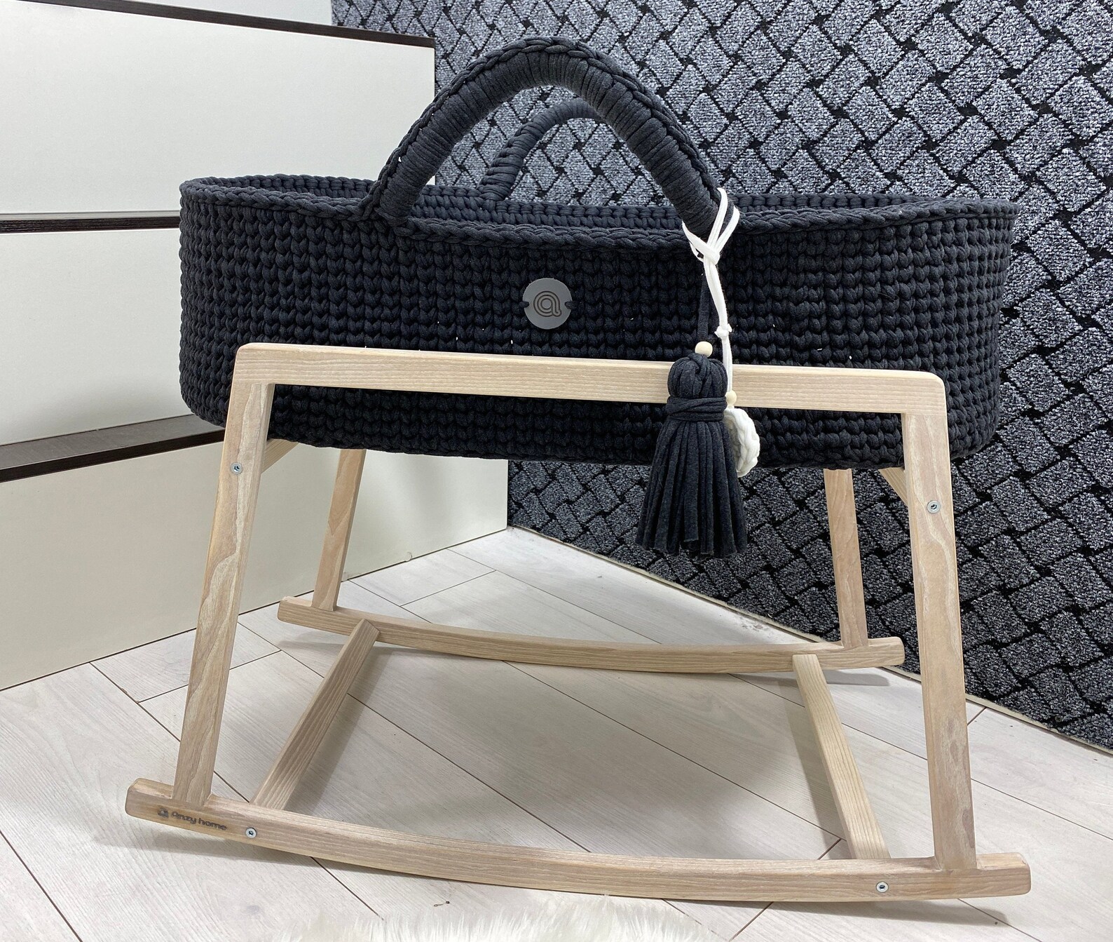 Graphite baby with two handles baby crib handmade Etsy