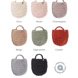 Knitted single handle hanging storage basket Crocheted basket for storage and organization Large crocheted hanging basket for kitchen image 9