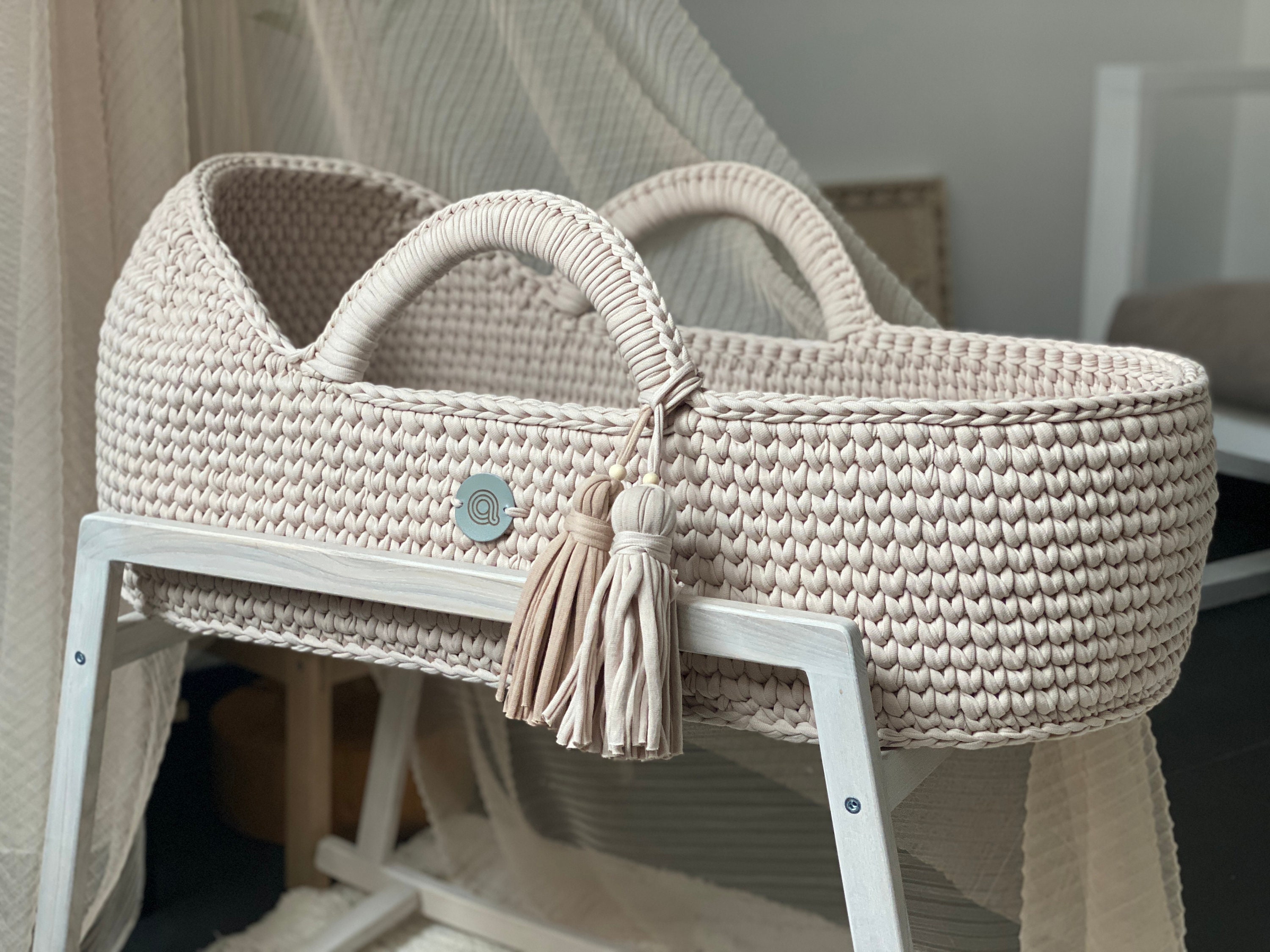 Ivory Hooded Moses Basket Baby Crib Furniture Baby Sleep Etsy