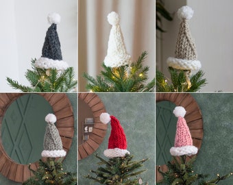 Little Christmas Tree Toppers, Christmas Tree Topper Santa Hat, Colorful Christmas toppers