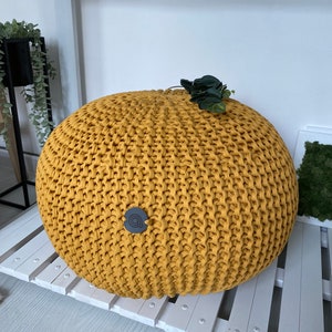 Crochet Pouf Ottoman, large ottoman, Modern nursery decor, Christmas gift, Living Room Pouf, Knitted ball pillow, New Home Gift image 4