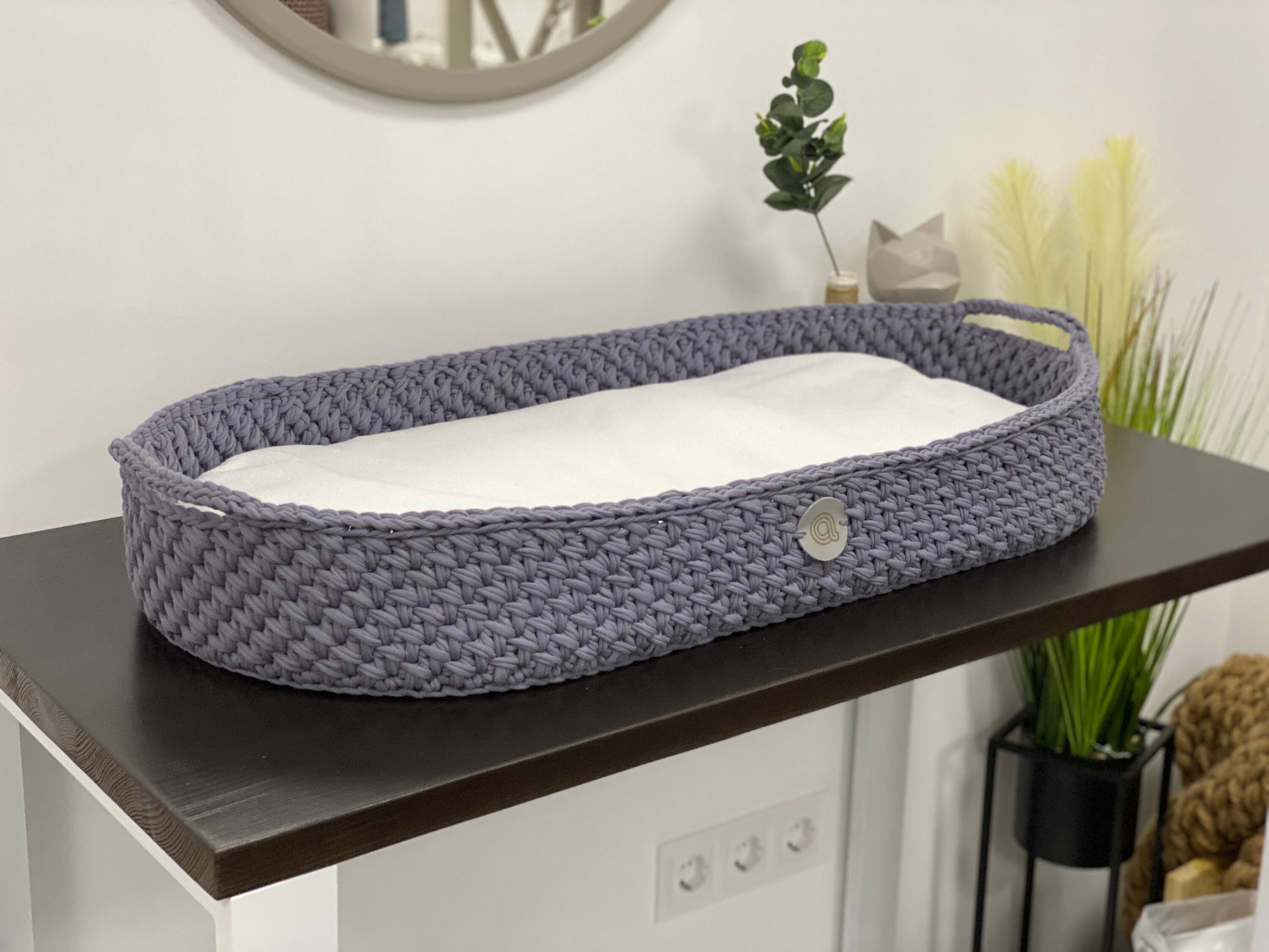 Grey changing basket with pad for newborn babies baby Etsy