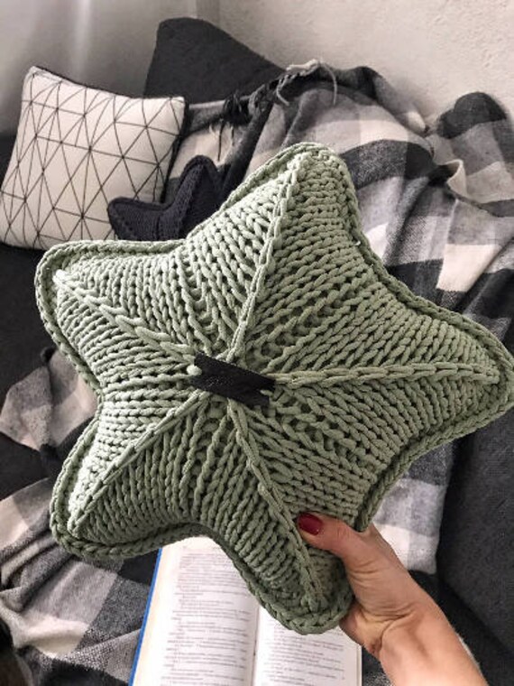 Star Pillow Star Cushion Knit Pillow Star Decor Decorative Etsy
