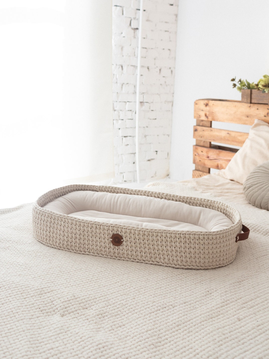 Baby Changing Basket With Pad, Diaper Changing Table Basket, Boho