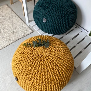 Crochet Pouf Ottoman, large ottoman, Modern nursery decor, Christmas gift, Living Room Pouf, Knitted ball pillow, New Home Gift image 3