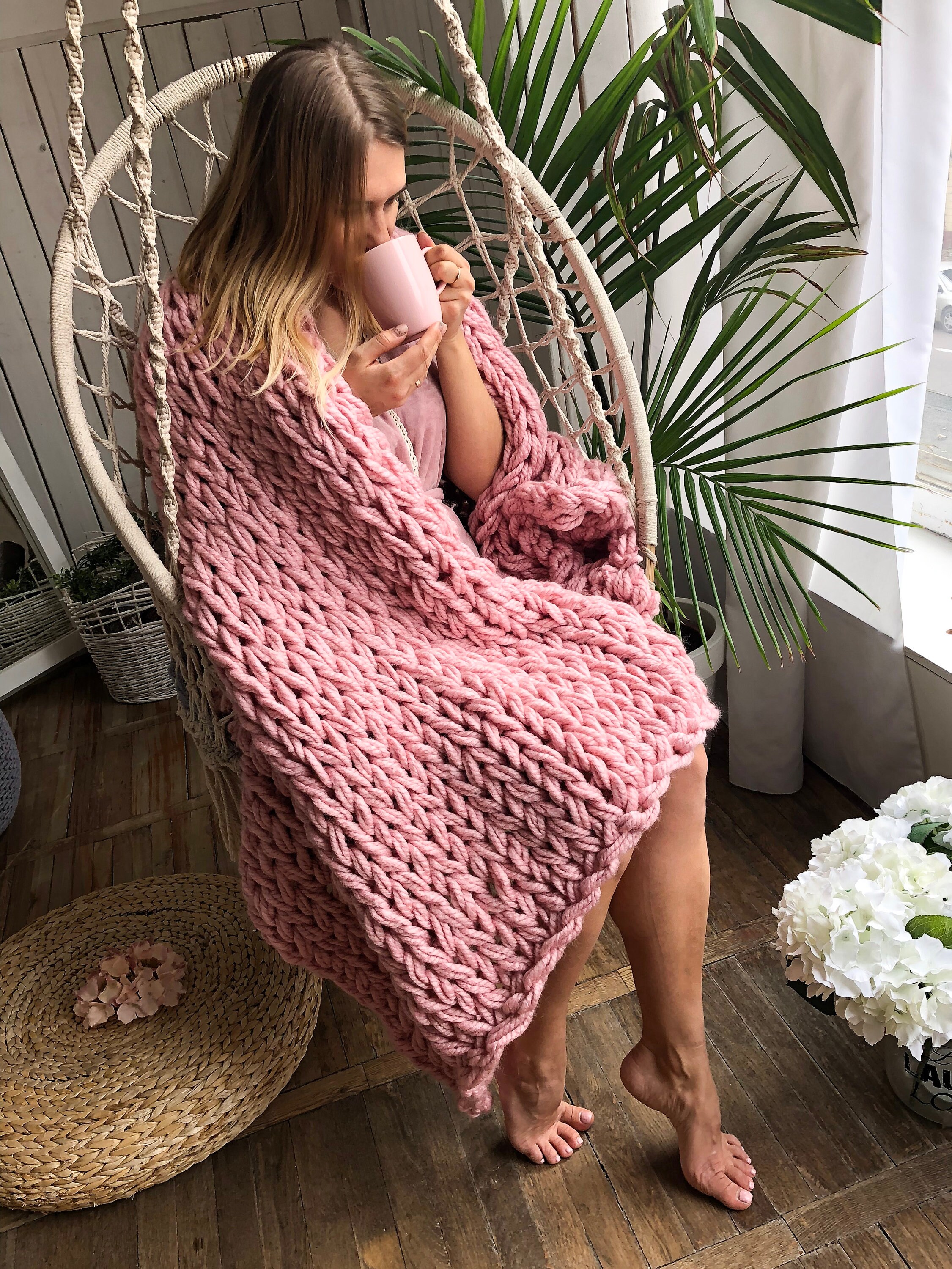 Chunky Throw Blanket DIY Video and Pattern instant Download Etsy