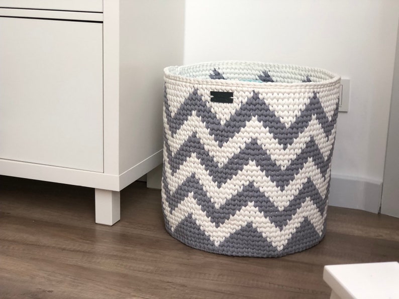 Chevron Storage Basket Custom Colors Choice Toy Storage Etsy