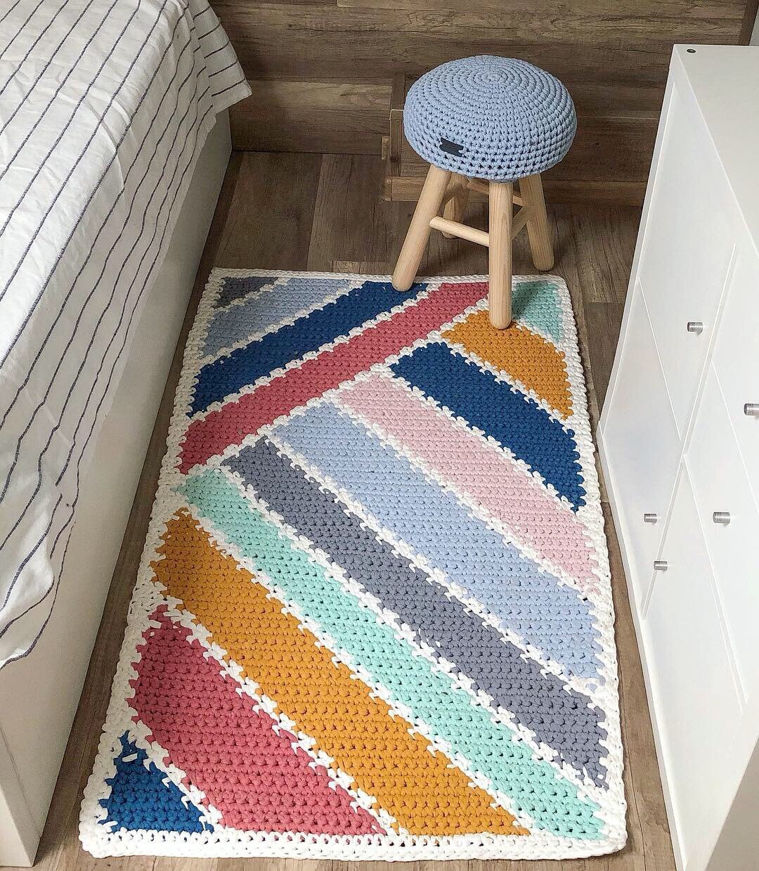 Bright runner rug Crochet carpet Hand crocheted rug Ornament Etsy