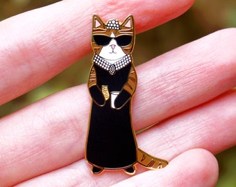 Audrey cat hard enamel pin