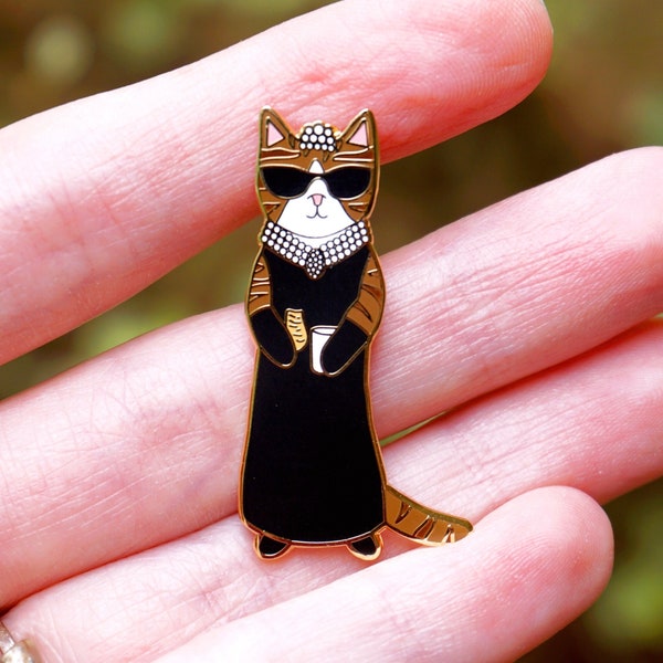 Audrey cat hard enamel pin