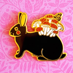 Mushroom bunny hard enamel pin