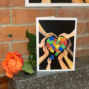 Biglietto di auguri per la consapevolezza dell'autismo, 5x7, bianco all'interno, busta bianca inclusa