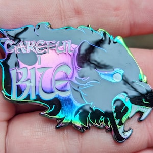 Careful I Bite - Original Monster Lovers Pin - Rainbow Plating