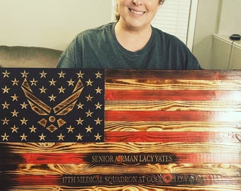 Air Force Wood American Flag