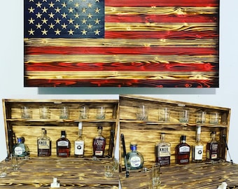 Concealment American flag case bar, Murphy bar, hidden bar, liqour cabinet