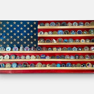 Challenge Coin holder, wood American flag challenge coin holder, Challenge Coin Display, Wood Military Coin Holder Display