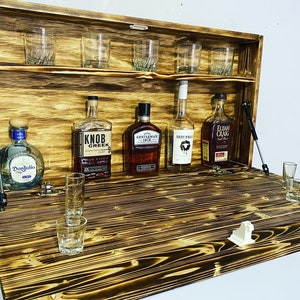 Wood American Flag Murphy bar, concealment American flag, wood American flag Concealment bar, hidden home bar liquor cabinet image 2
