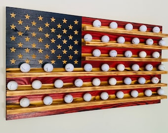 American flag golf ball display holder, golf ball display, golf ball holder