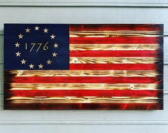 1776 American flag, Betsy Ross, Rustic Flag, Wood Flag, Rustic wall decor, Wood Sign, Wood Art