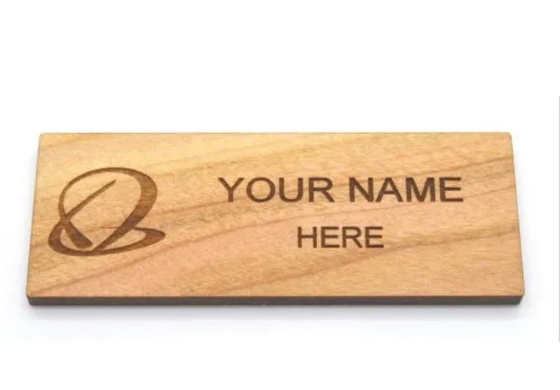 Wood Name Tag Company Name Tag Personalized Name Tag Etsy