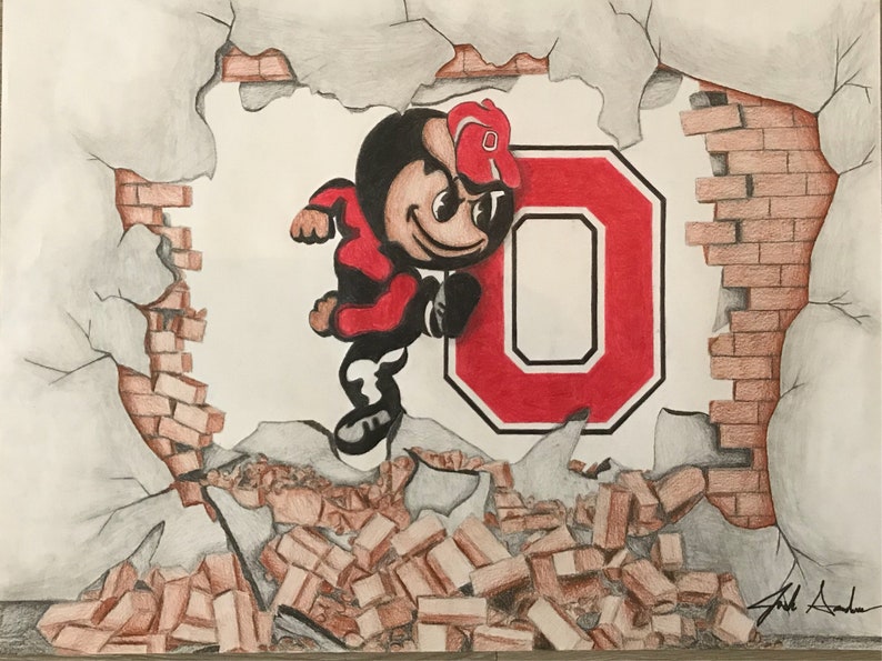 Ohio State Brutus Buckeye Drawing Etsy