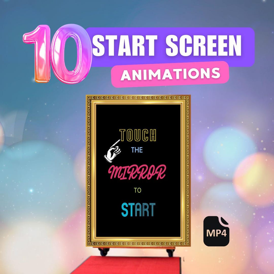 10 Start Screen Mirror Booth Animation Bundle | 10 Touch to Start ...
