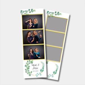 Elegant Wedding Leaves photo booth template, 2x6 strip Photo Booth Template 2&quot;x6&quot;.  Photo booth strip wedding, floral photo booth templates