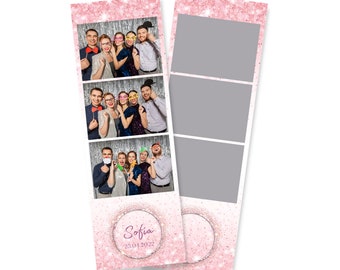 Glitter Gold Rose Photo Booth Template 2&quot;x6&quot;. Photoboothstrips