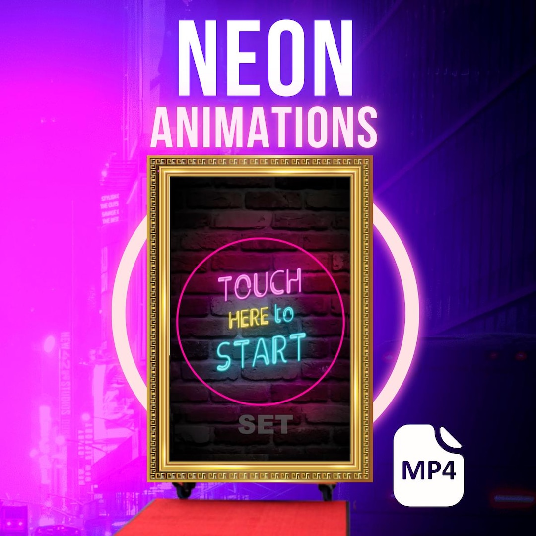 Neon Photo Booth Animations | Mirror Booth Start Screen | Touch to ...