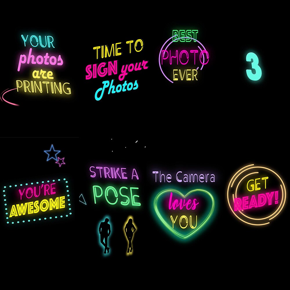 Neon Set Magic Mirror Animations. Neon Set Photobooth Mirror Etsy