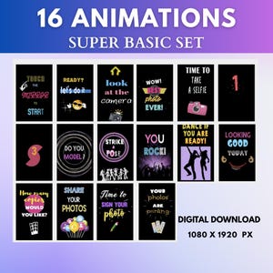 Super Basic Animations Set for Mirror Booth and Photo Booth. Party, Birthday, Wedding Animations to Photo Booth