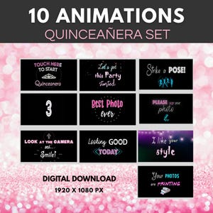 Quinceanera Landscape Set animations for photo booth. Birhtday Quinceañera photo booth
