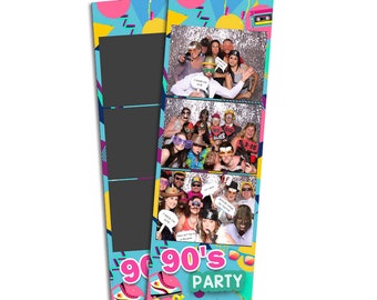 90's Party Photo Booth Template. 90s PhotoBoothStrip 2"x6". Photo booth Template