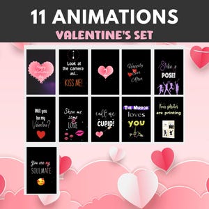 Valentine&#39;s Animations Bundle for Mirror Booth and Photo Booth. Love Party Mirror Booth