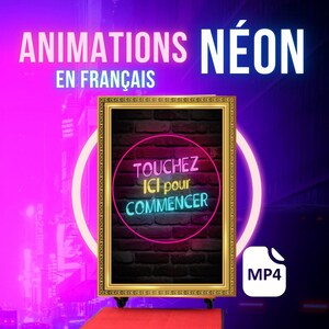 Neon French Mirror Booth Animations Set.  Neon set Photo booth Mirror Booth party, wedding, birthday animations in french