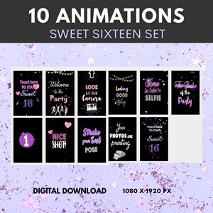 Sweet Sixteen Birthday Party Animations for Mirror Booth and Photo Booth