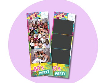 80&#39;s Party Photo Booth Template. 80s PhotoBoothStrip 2&quot;x6&quot;. photo booth template