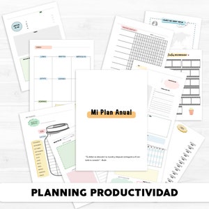 Planificador Productividad. Planificador hábitos, diario, semanal, mensual, anual. Printable planner. imagen 1