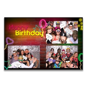Birthday Neon Photo Booth Template. Wedding Photo Booth Template. Neon PhotoBoothStrip 4&quot;x6&quot;. photo booth template