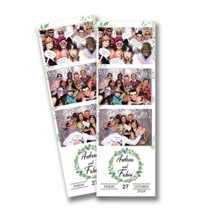 Elegant Green Wedding Photo Booth Template 2&quot;x6&quot;. PhotoBoothStrip 2x6. Wedding Photobooth Template