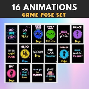 Game Pose Animations Pack for Mirror Booth and Photo Booth. Party, birthday game set to Mirror Booth